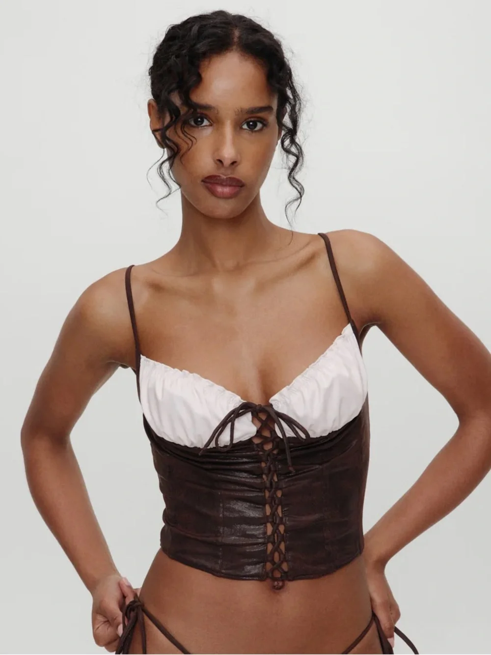 Frankie’s Bikinis Bella Hadid Ranch Corset Bikini Top